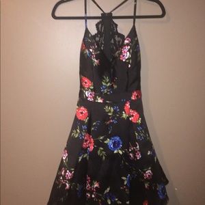 Black with flowers formal dress